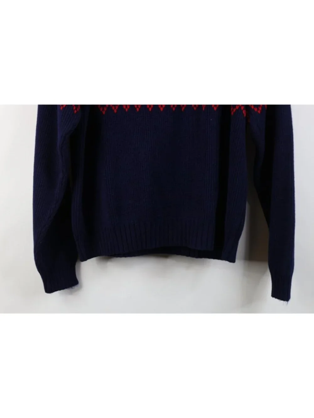 Vintage 70s Streetwear Womens Medium Fair Isle Snowflake Ribbed Knit Sweater